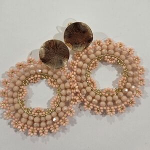 Elegant Gold and Pink Beaded Earrings